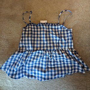 Black Checker and Blue Checker (2) Peplum Tank Tops
